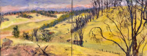 Among The Rolling Hills / Kenneth's Farm — 40" x 16" oil on canvas diptych, $4,000