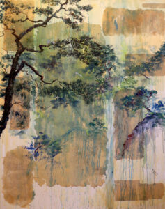 Contemplation On The Meaning Of Tao — 48" x 60"  acrylic on canvas with overlays of natural fiber handmade paper, $9,500