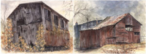There is a Story Here / Diptych — 42" x 30" watercolor, $4,800, or individually $2,500