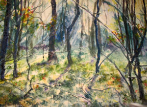 Woods Living — 30" x 22" watercolor on textured (other papers) paper, $2,500