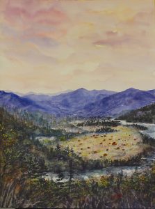 Cherokee Motherland – 24" x 18" watercolor, $6,000